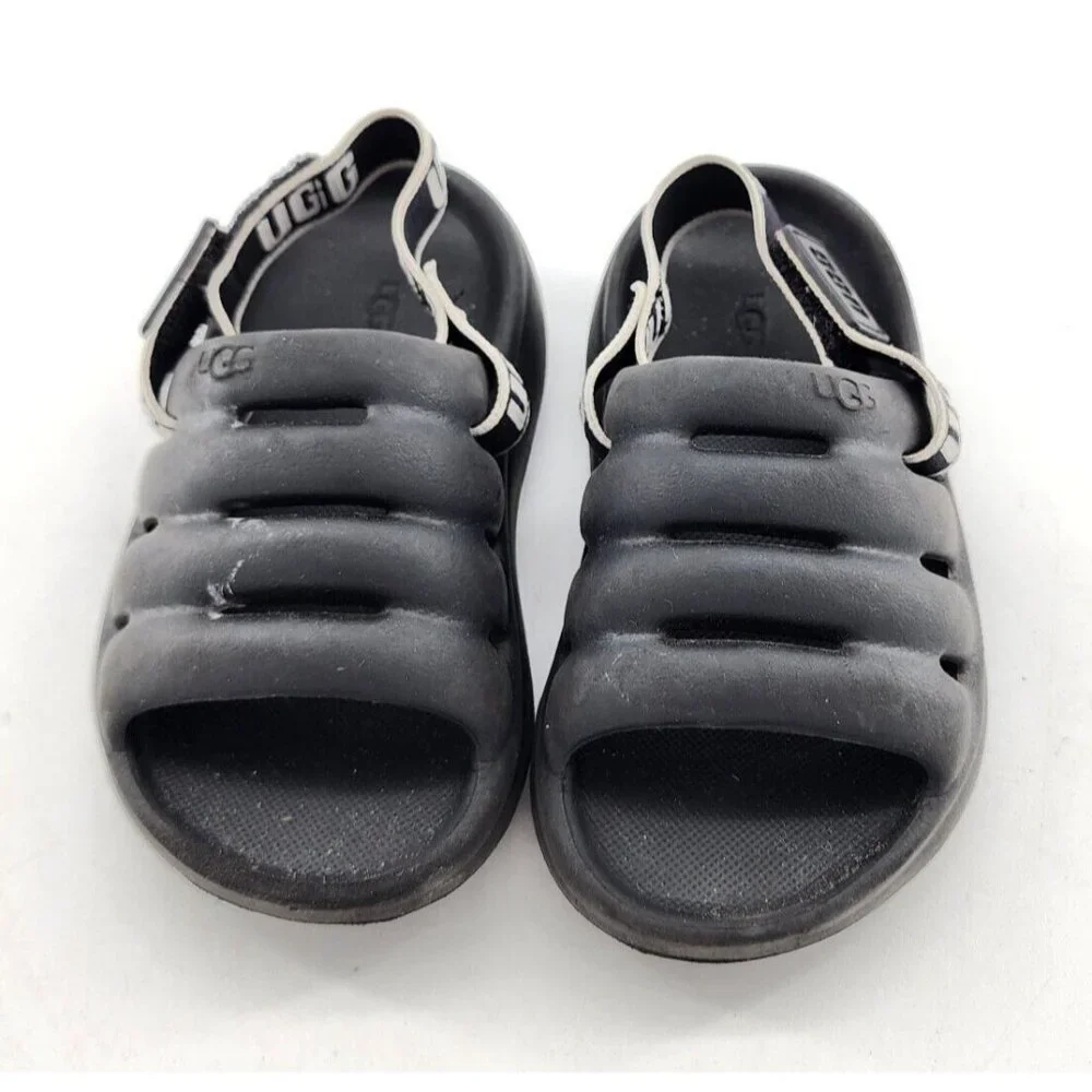 UGG Toddler Girls Sport Yeah Rubber Slide Sandals Adjustable Strap Black Size 8T